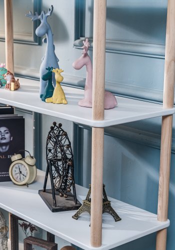 NORDLYS Auckland bokhylle, m. 5 hyller - hvit og naturlig furu