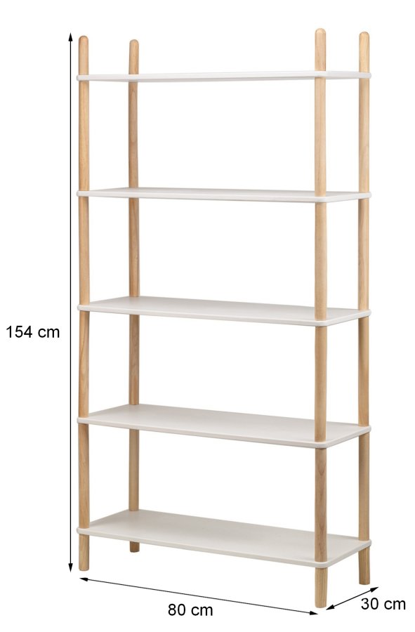 NORDLYS Auckland bokhylle, m. 5 hyller - hvit og naturlig furu