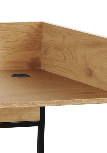 NORDLYS Benton skrivebord, med oppbevaring - brunt tre og svart metall (90x48)