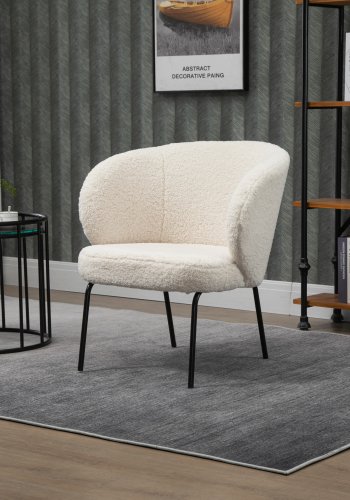 NORDLYS Bergen lenestol - hvit ull og sort metall