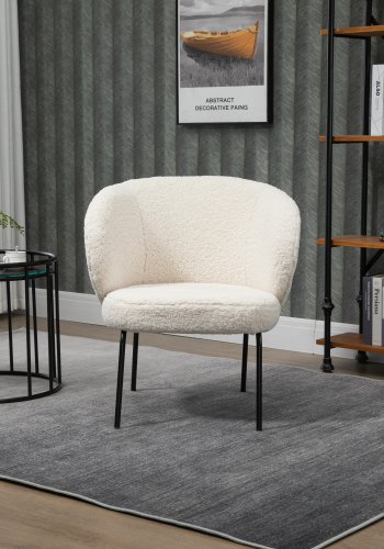 NORDLYS Bergen lenestol - hvit ull og sort metall