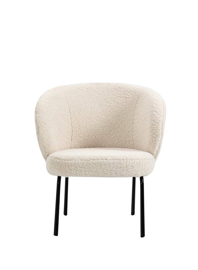 NORDLYS Bergen lenestol - hvit ull og sort metall