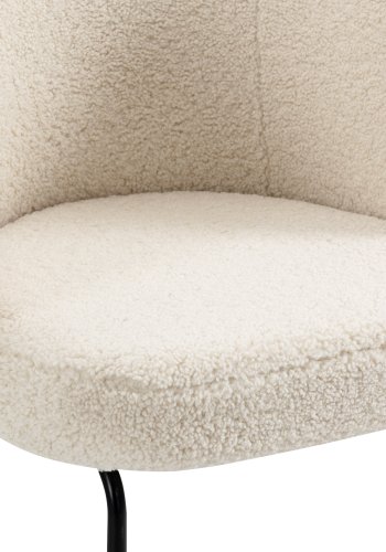 NORDLYS Bergen lenestol - hvit ull og sort metall