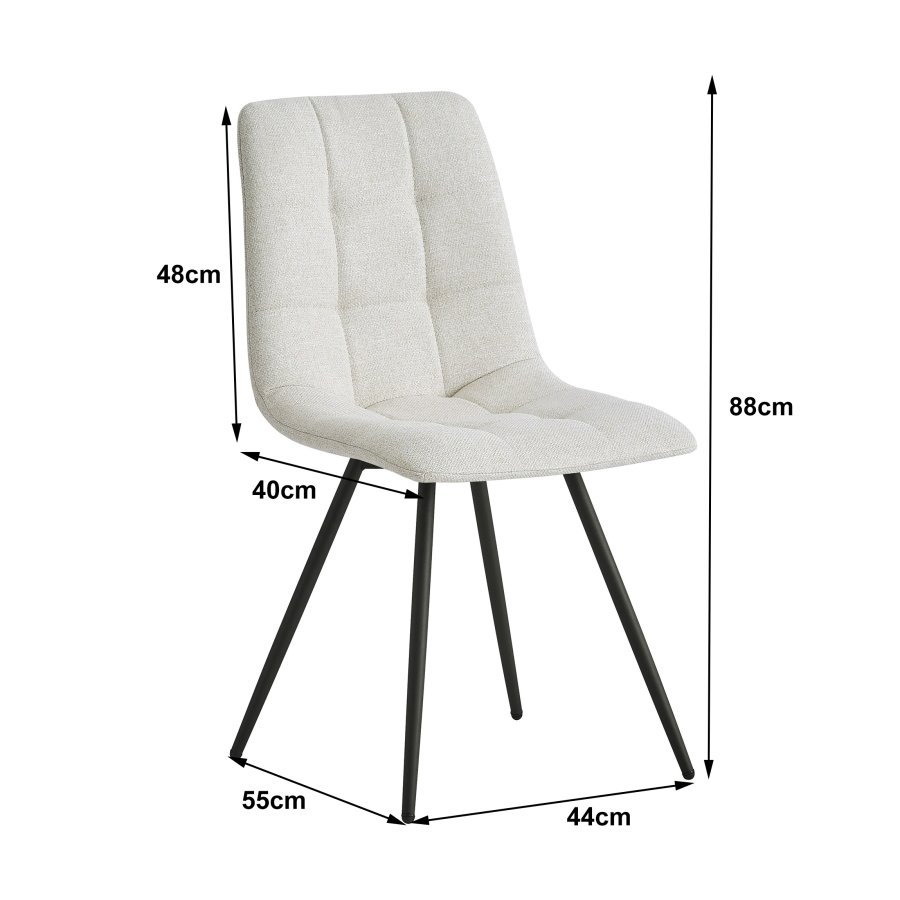 NORDLYS Bjrn spisestol - beige stoff og sort metall