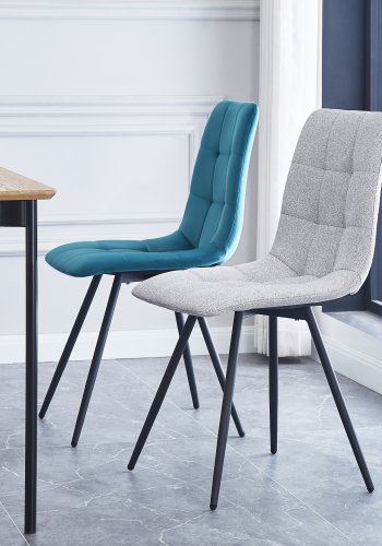 NORDLYS Bjrn Esszimmerstuhl – grauer Stoff und schwarzes Metall