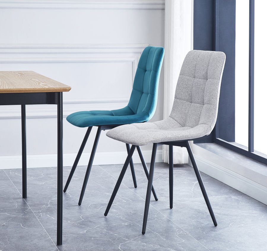 NORDLYS Bjrn Esszimmerstuhl – grauer Stoff und schwarzes Metall