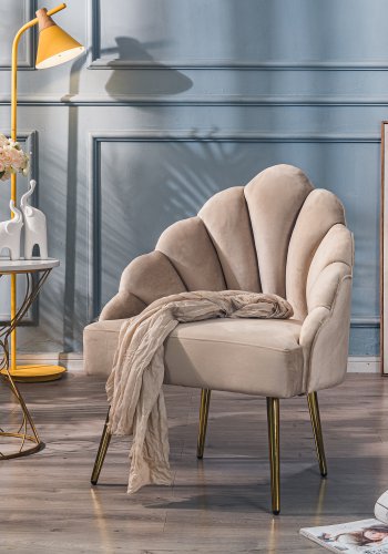 NORDLYS Bolge lenestol - beige flyel og metall