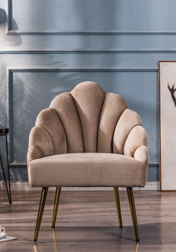 NORDLYS Bolge lenestol - beige flyel og metall