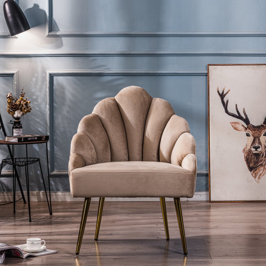 NORDLYS Bolge lenestol - beige flyel og metall