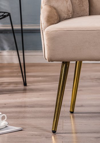 NORDLYS Bolge lenestol - beige flyel og metall