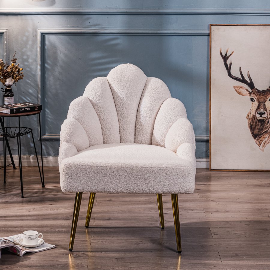 NORDLYS Bolge lenestol - hvit ull og metall