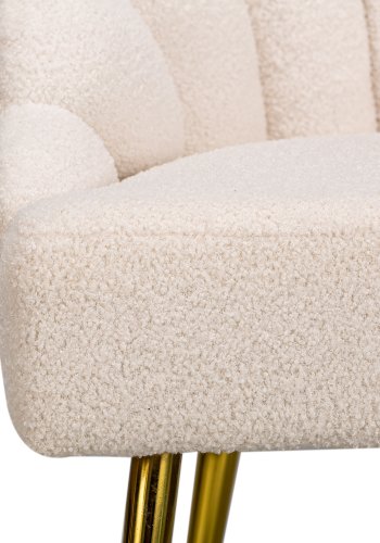 NORDLYS Bolge lenestol - hvit ull og metall