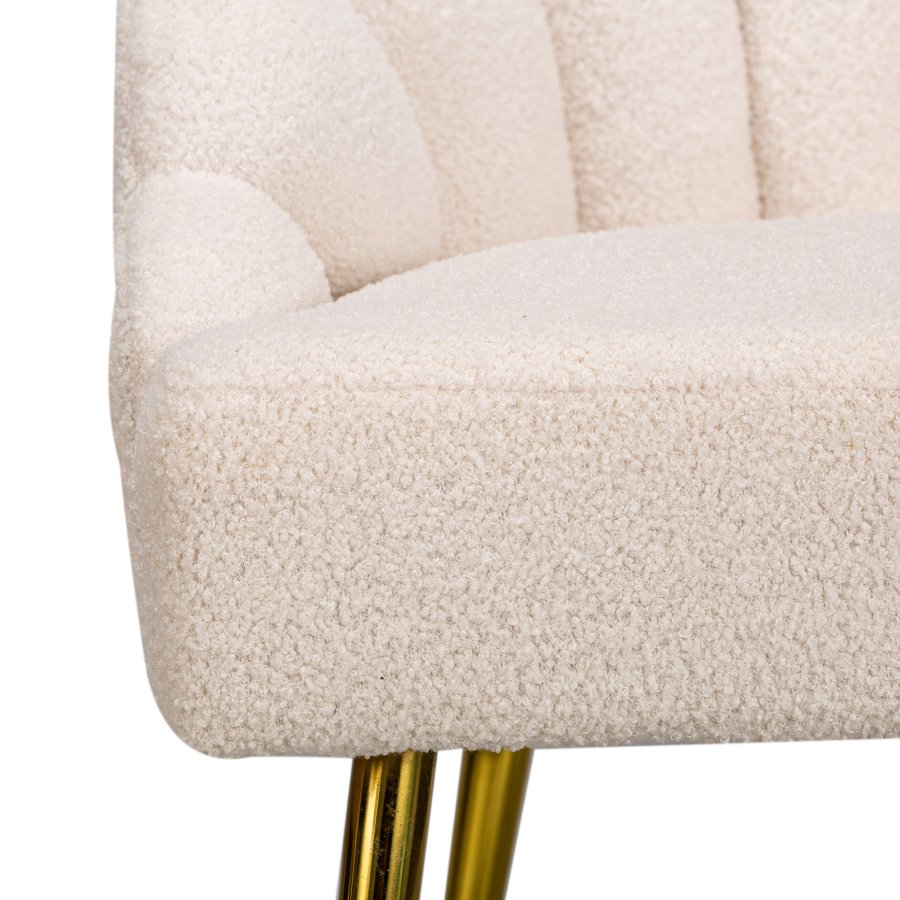 NORDLYS Bolge lenestol - hvit ull og metall