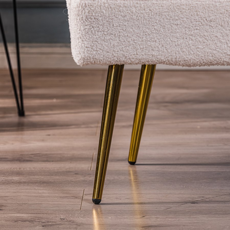 NORDLYS Bolge lenestol - hvit ull og metall