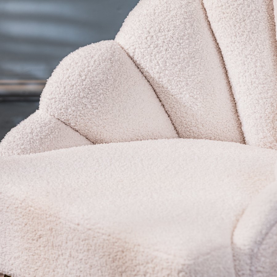 NORDLYS Bolge lenestol - hvit ull og metall