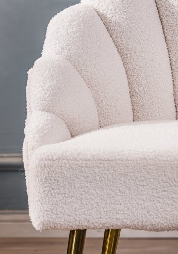 NORDLYS Bolge lenestol - hvit ull og metall