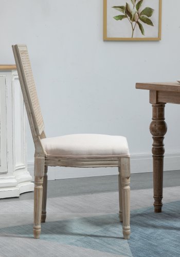 NORDLYS Cambridge Esszimmerstuhl - beiger Stoff und Gummibaumholz