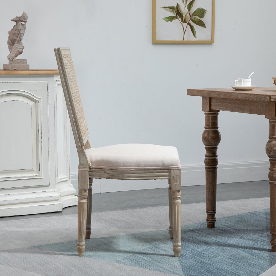 NORDLYS Cambridge Esszimmerstuhl - beiger Stoff und Gummibaumholz