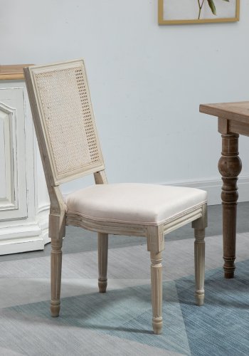 NORDLYS Cambridge Esszimmerstuhl - beiger Stoff und Gummibaumholz