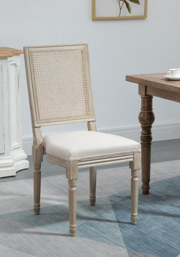 NORDLYS Cambridge Esszimmerstuhl - beiger Stoff und Gummibaumholz