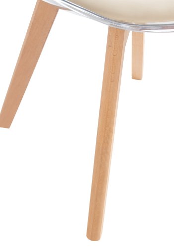 NORDLYS Carmen spisebordsstol - klar plast, beige kunstskinn og naturlig bk