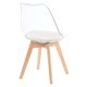 NORDLYS Carmen spisebordsstol - klar plast, beige kunstskinn og naturlig bk