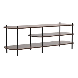 NORDLYS Coleman TV-bord, w. 2 hyllor - brunt trä och svart metall (140x40)