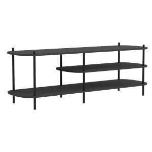 NORDLYS Coleman TV-bord, w. 2 hyllor - svart trä och svart metall (140x40)