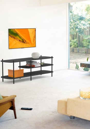 NORDLYS Coleman TV-bord, m. 2 hyller - svart tre og svart metall (140x40)