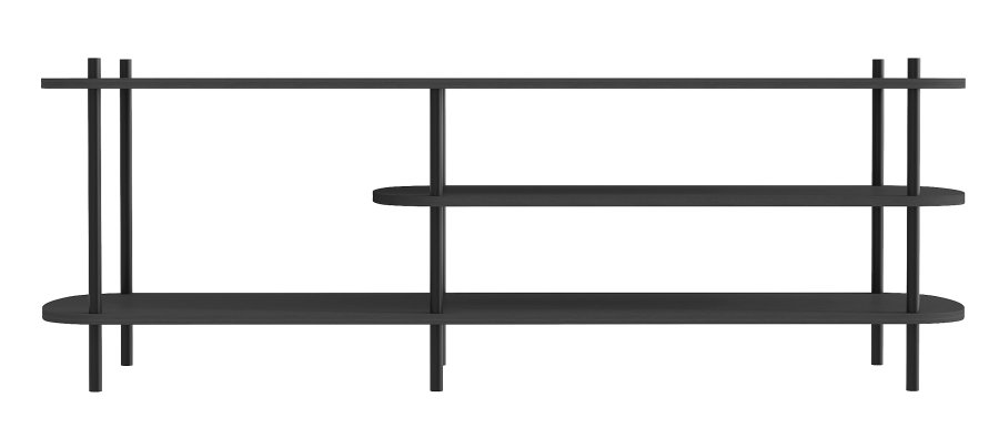 NORDLYS Coleman TV-bord, m. 2 hyller - svart tre og svart metall (140x40)