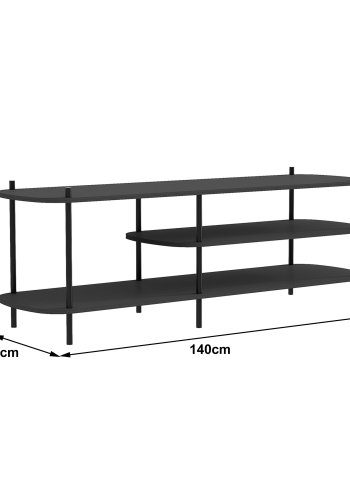 NORDLYS Coleman TV-bord, m. 2 hyller - svart tre og svart metall (140x40)