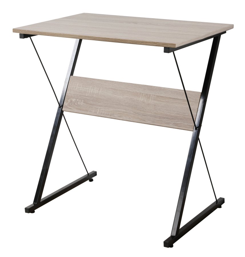 NORDLYS Detroit skrivebord, rektangulrt - brunt tre og svart metall (70x48)