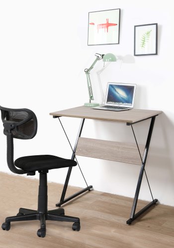 NORDLYS Detroit skrivebord, rektangulrt - brunt tre og svart metall (70x48)