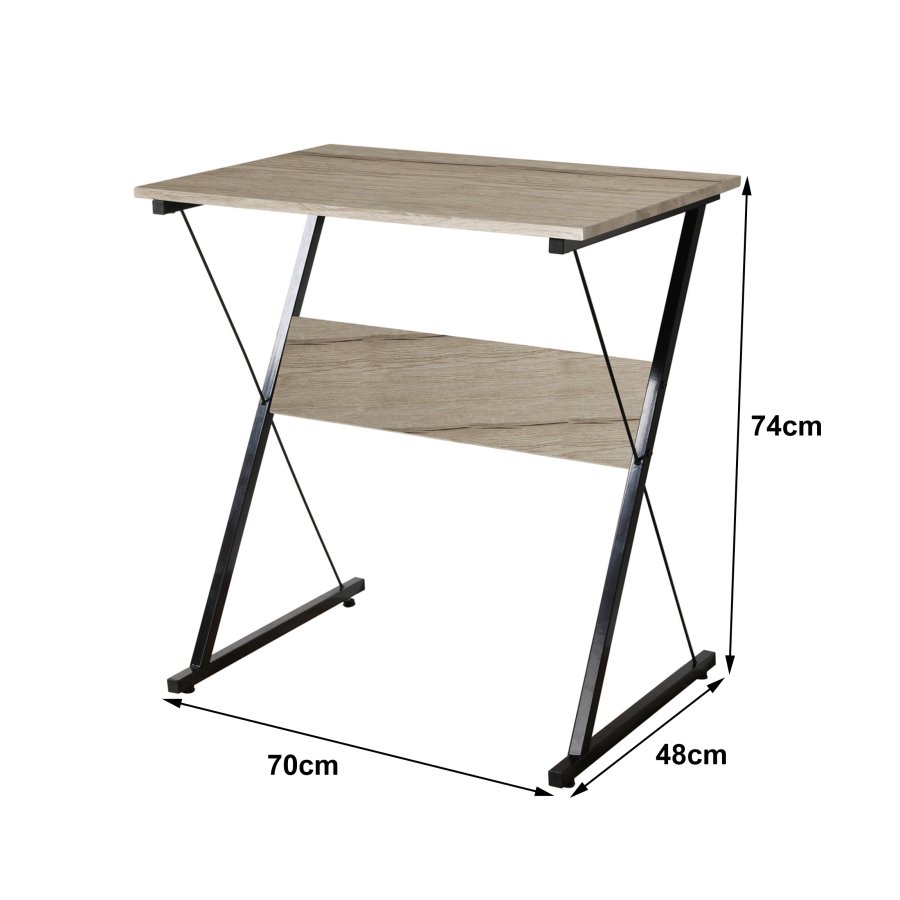 NORDLYS Detroit skrivebord, rektangulrt - brunt tre og svart metall (70x48)