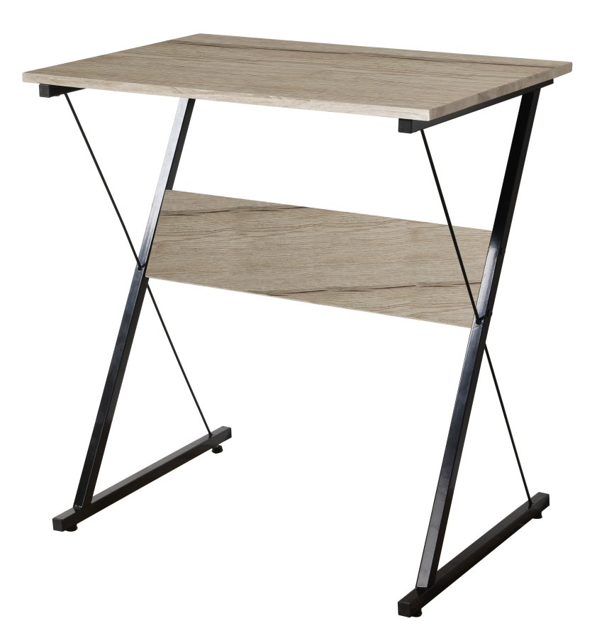 NORDLYS Detroit skrivebord, rektangulrt - brunt tre og svart metall (70x48)