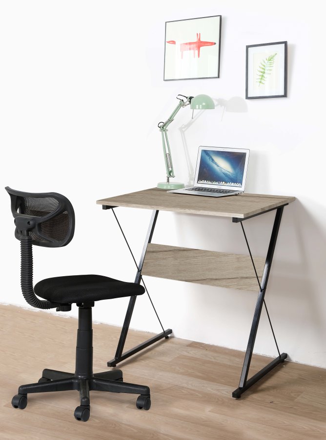 NORDLYS Detroit skrivebord, rektangulrt - brunt tre og svart metall (70x48)