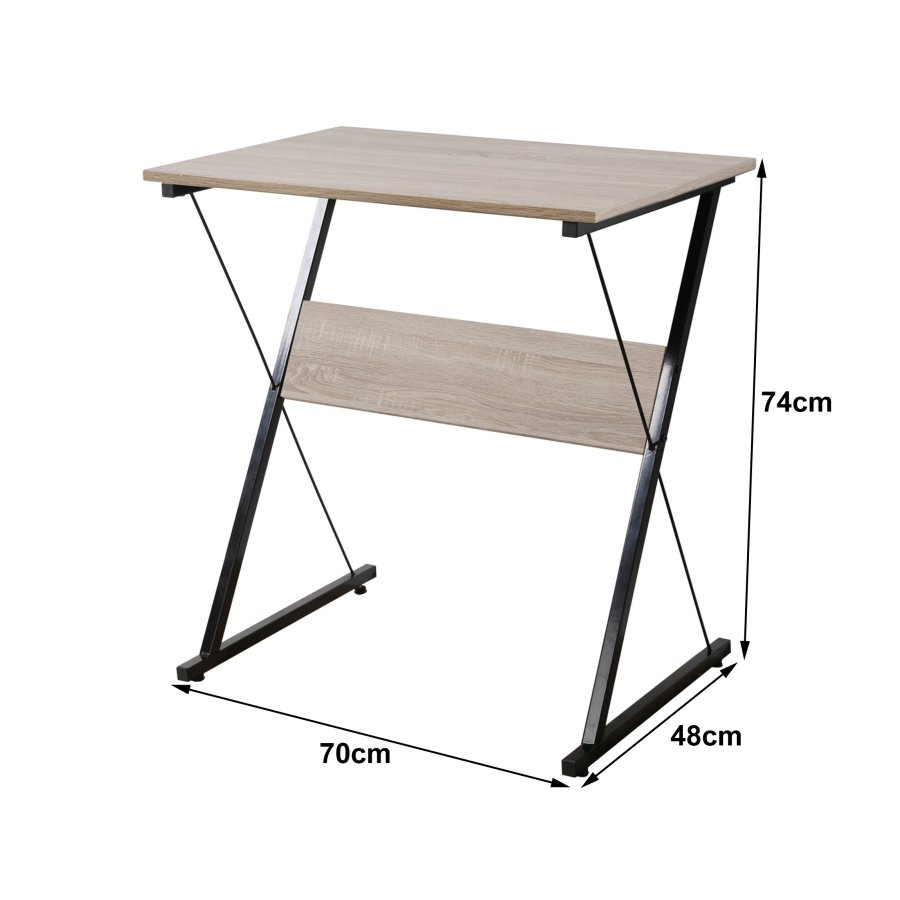 NORDLYS Detroit skrivebord, rektangulrt - brunt tre og svart metall (70x48)