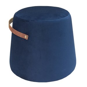 NORDLYS Fudi puf, rund - brun imiteret lder og bl fljl (42)