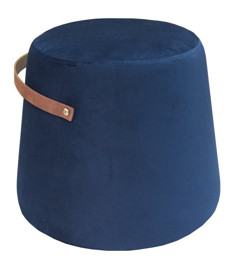 NORDLYS Fudi-puff, rund - brunt imitert skinn og bl flyel (42)