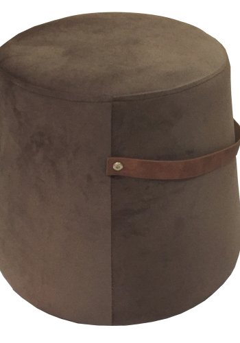  Nordlys NORDLYS Fudi puff, rund - brunt imitert skinn og brun flyel (42)