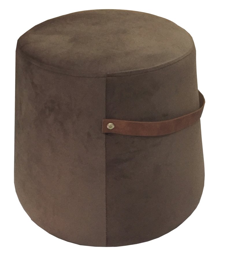  Nordlys NORDLYS Fudi puff, rund - brunt imitert skinn og brun flyel (42)