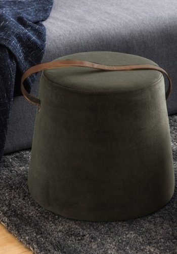  Nordlys NORDLYS Fudi puff, rund - brunt imitert skinn og brun flyel (42)