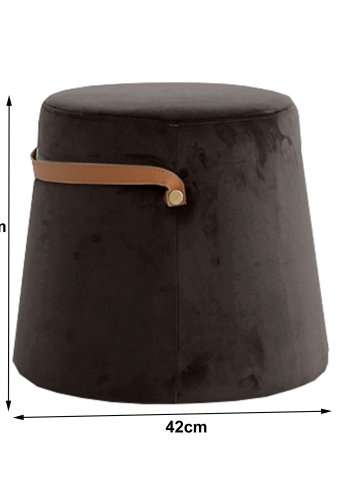  Nordlys NORDLYS Fudi puff, rund - brunt imitert skinn og brun flyel (42)