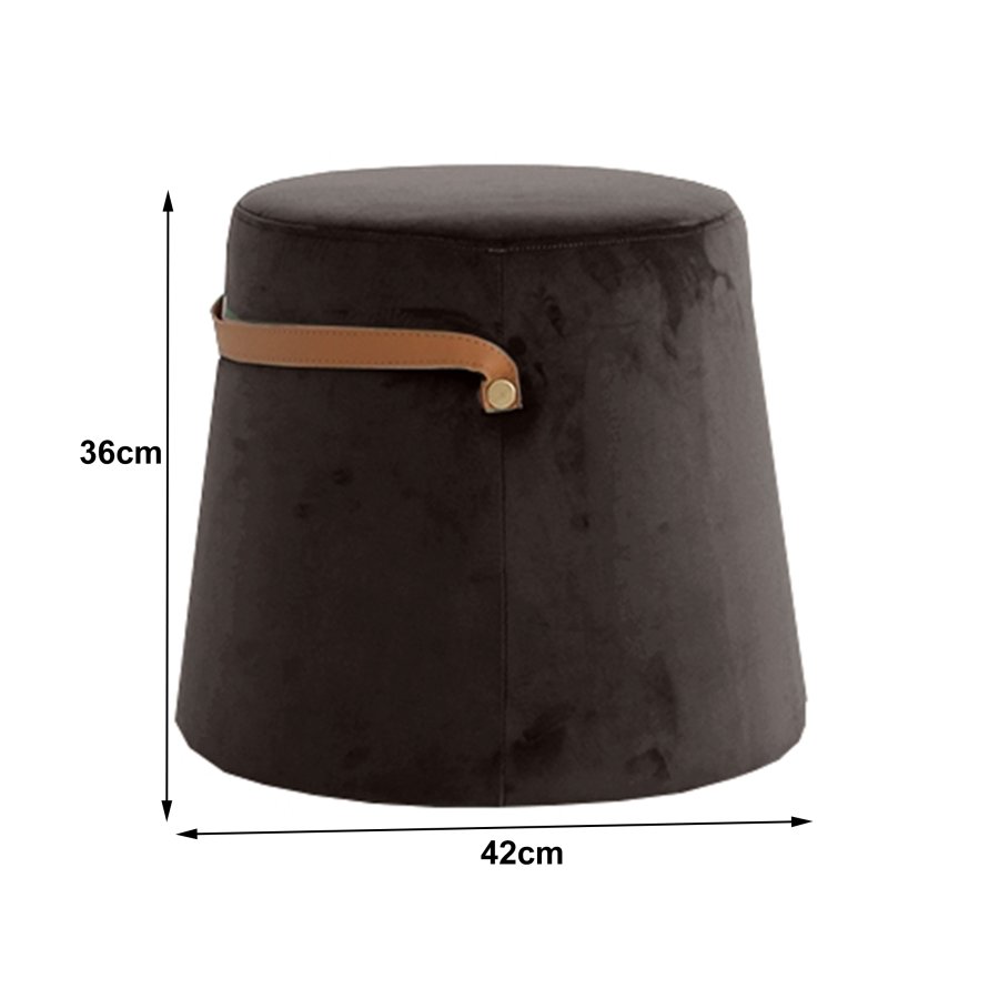  Nordlys NORDLYS Fudi puff, rund - brunt imitert skinn og brun flyel (42)