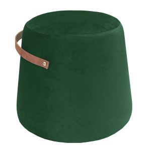 NORDLYS Fudi puf, rund - brun imiteret lder og grn fljl (42)