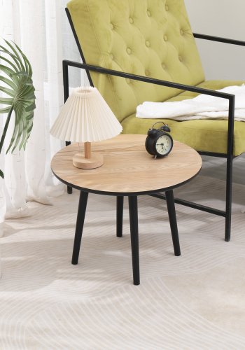 NORDLYS Ginza sidebord, rundt - natur og sort furu (50)