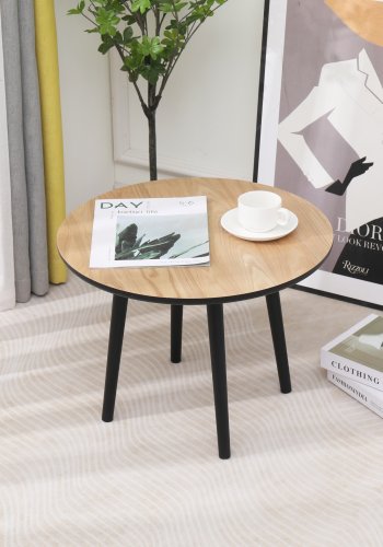 NORDLYS Ginza sidebord, rundt - natur og sort furu (50)