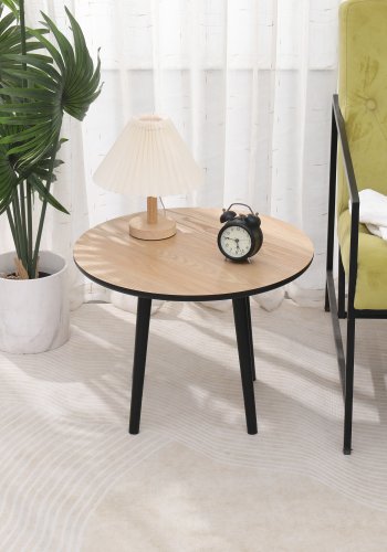 NORDLYS Ginza sidebord, rundt - natur og sort furu (50)