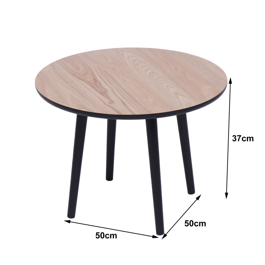 NORDLYS Ginza sidebord, rundt - natur og sort furu (50)