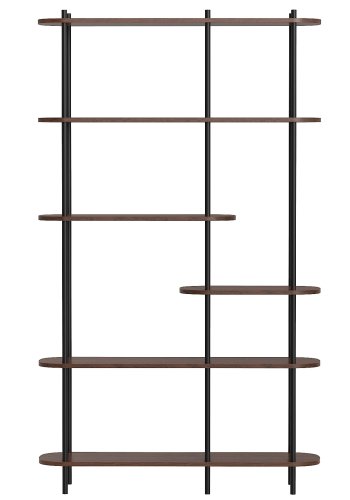 NORDLYS Goteborg bokhylle, m. 5 hyller - brunt tre og sort metall